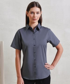 Women’s Short Sleeve Poplin Blouse , Poplin Blouse