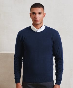 Crew Neck Cotton Rich Knitted Sweater