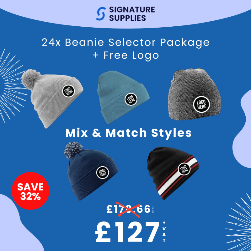24 Beanie Selector Package +. Free logo printing